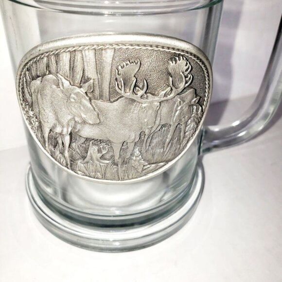 heritage metalworks pewter/glass moose stein/mug - Picture 2 of 6
